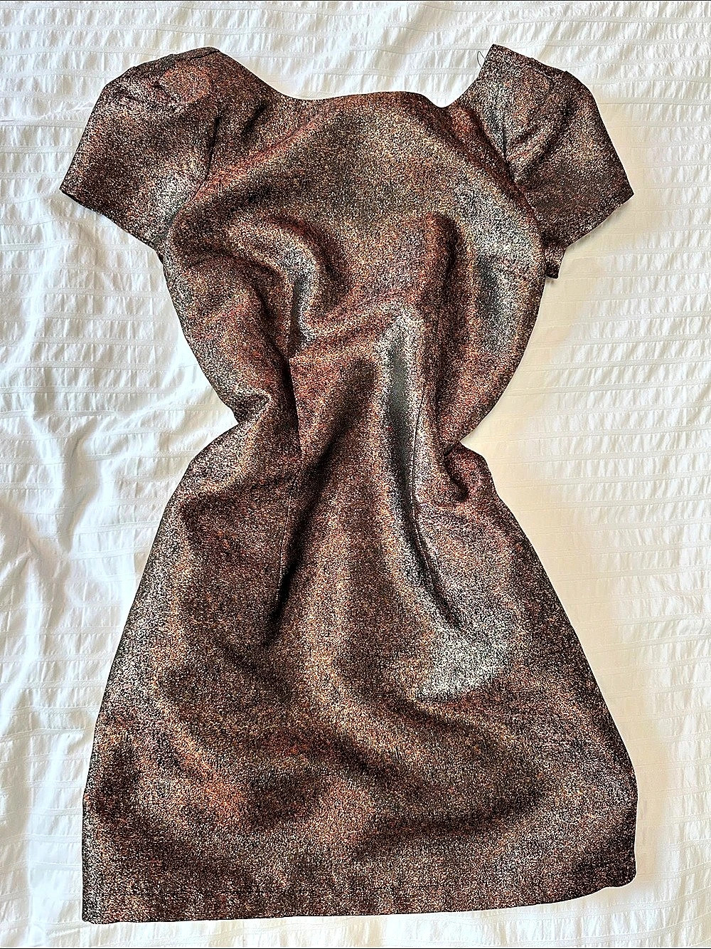 Ladakhi Metallic Mini Dress in Copper & Black US 0 Like New